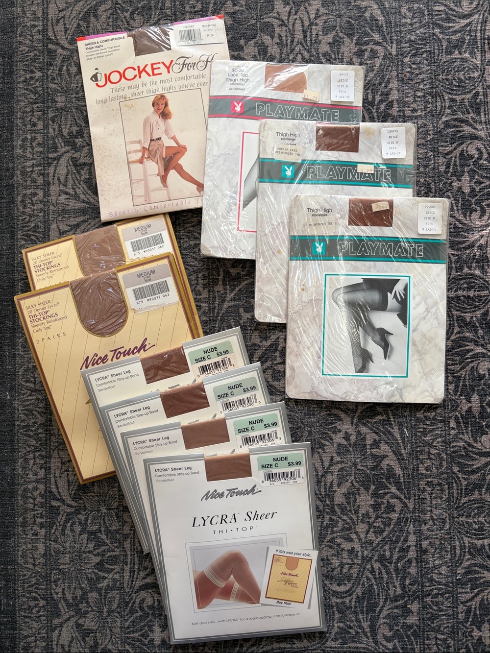 Vintage Thigh Hi Hosiery Lot 10 Pairs Jockey For Her Playmate Nice Touch - NOS